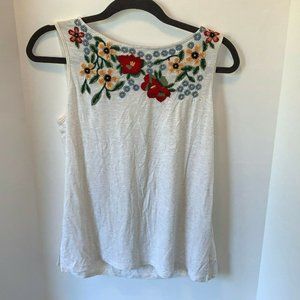 Adiva Womens Embroidered Floral Natural Cotton Tan